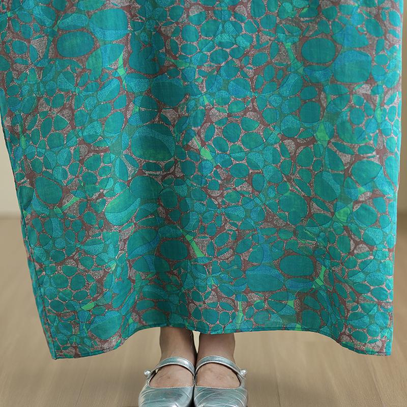 DIMANAF 2025 Women Plus Size Spring Long Dress Loose V-Neck Printing Vintage Casual Floral Oversize Long Sleeve 5033