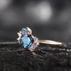 Vintage Hexagon Cut Alexandrite Cluster Engagement Unique Rose Floral Wedding Ring
