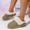 Casual Faux Fur Decoration Slip On Snow Boots Women 2025 Winter Thick Bottom Medium Heel Ankle Snow Boots Warm Short Plush Shoes
