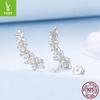 S925 Sterling Silver Sparkling Four-Leaf Clover Lucky Stud Earrings Women'S Premium Leaf Stud Earrings