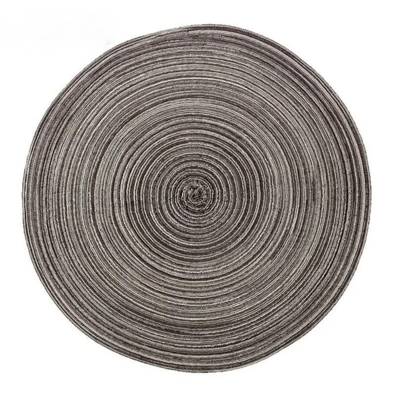 2Pcs/Set 38cm Round Ramie Insulation Pad Solid Placemats Linen Non Slip Table Mats Kitchen Accessories Decoration Home