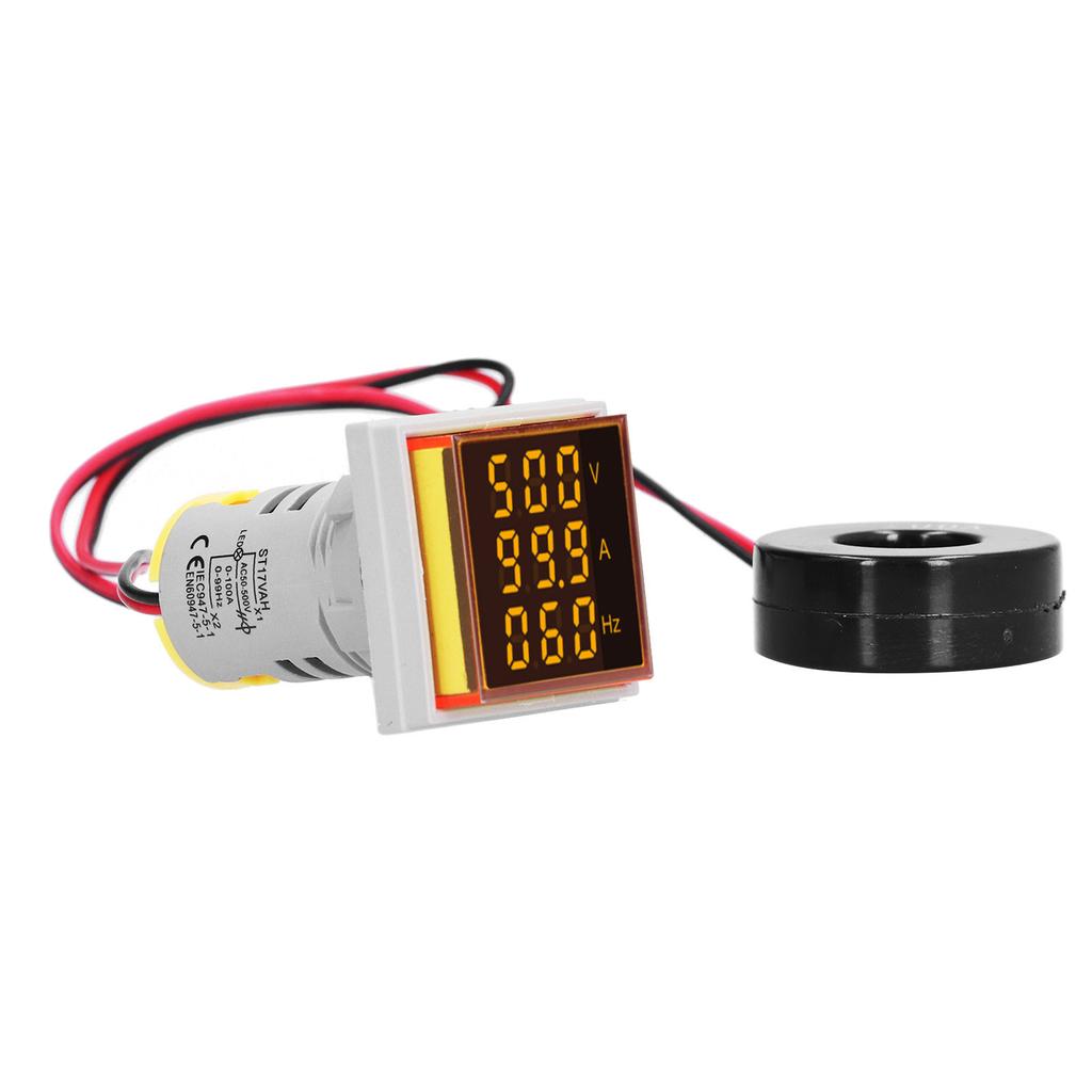 Digital Led Indicator Lamp Square 3‑Display Signal LED Light 60‑500V AC0‑100A ST17VAHYellow