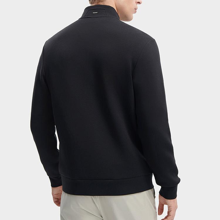 Fila Solid Color Zip Collar Long Sleeve Jacket Men Jackets Black F11M342504FBK