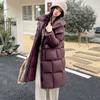 Mid-length Down Cotton Jacket for Women In Winter New Fashionable Korean Version Pocket Thickened Cotton Jacket Light Luxury Long-sleeved Jacket