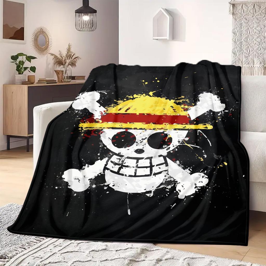ONE PIECE Stråhatts Pirater Tryckt Filt Varm Bekväm Flanellfilt Lämplig för Sovrum, Soffor, Sängar, Stolar -QIAO111