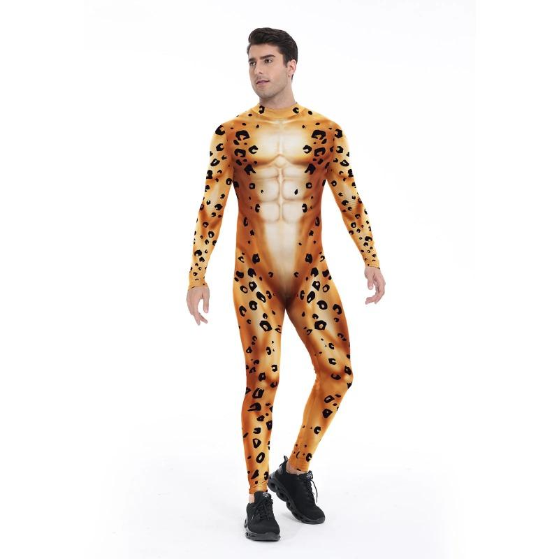 Ζωικό λεοπάρ σχέδιο Κοστούμι Cosplay Αποκριάτικη Πάρτι Μεταμφίεση Φόρμα Για Γυναίκες Άνδρες Κορμάκια Μεταμφίεση