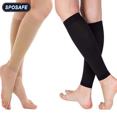 1Pair Sports Calf Support Sleeves Leg Footless Compression Socks For Splints, Varicose Veins, Lymphedema, Running, Cycling