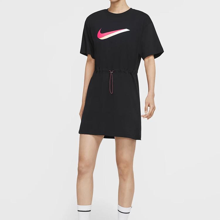 Nike Sportswear 3D Shadow Print Short Sleeve Dress Women Dress Black CU5173-010