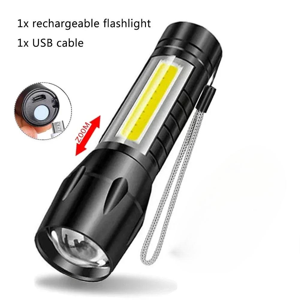 2000LM High Strong Power LED Flashlight USB Charging Tactical Torch with Display Light Camping Fishing Emergency Zoom Lantern