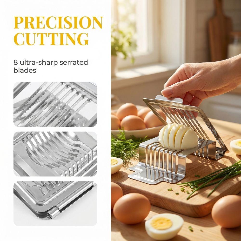 Stainless Steel Egg Slicers Multifunctional Heavy Duty Mushroom Slicers with Round Groove Easy Support Egg Cutter