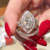 CopperMarquise Cubic Zirconia Set Rings for Women Luxury Wedding Engagement Accessories Anniversary Jewelry Gifts
