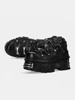 Punk Style Metal Decoration Women Ankle Boots Black Lace-up Platform Shoes British Style Lace Up Women Motorcycle Boots Cool