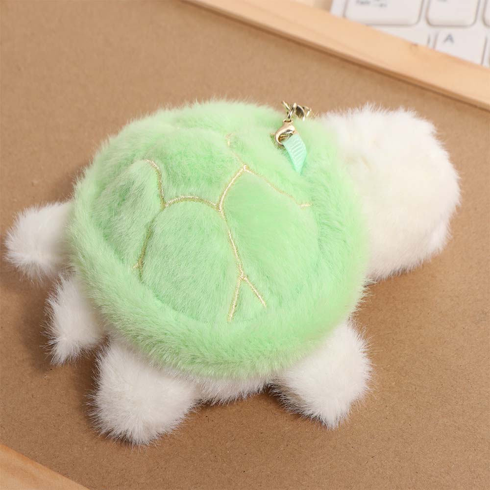 Squeaking Plush Turtle Key Ring PP Cotton Green Doll Key Ring  Bag Pendant