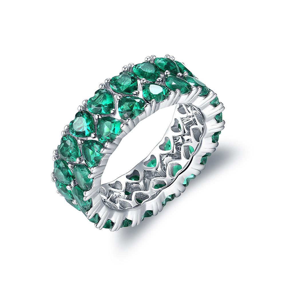 

Серебряное кольцо 925 пробы в форме сердца-капли воды: Уникальный дизайн «два в одном» для указательного пальца. Size 10 зелёный