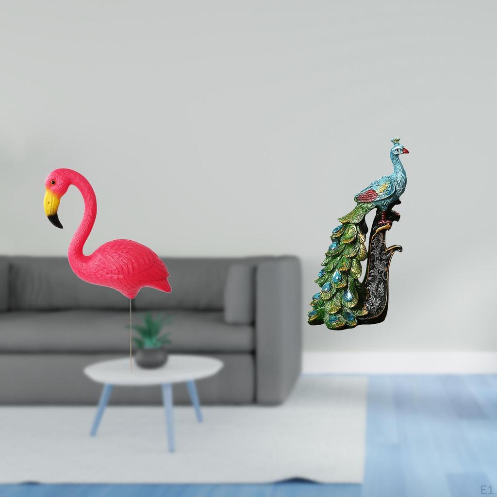 Flamingo Fairy Garden Stake Sculpture And Peacock Animal Statue Collection for Elegant Holiday