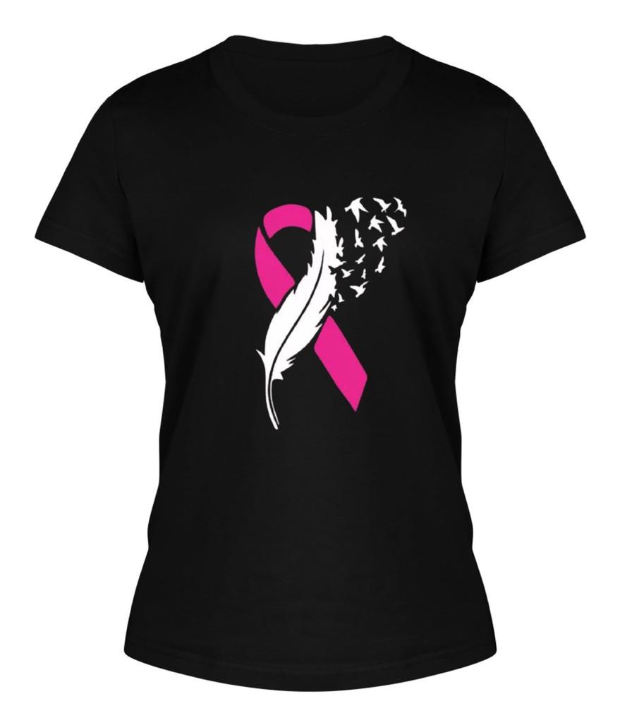 Cancer Ribbon Shirt Feather Breast Cancer Awareness Tee Cancer strong empower Unisex T-Shirt S