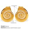 Retro Style Simple Thread Imitation Pearl Earrings Stainless Steel Gold-Plated Diamond-Encrusted Versatile Earrings Women