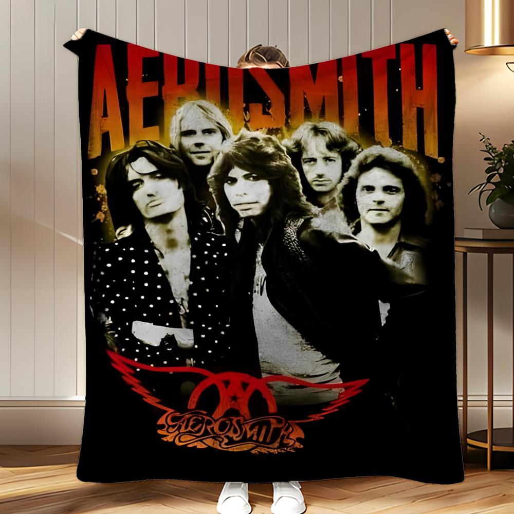 

classic band Aerosmith Throw Soft Coral Fleece Blanket 310gsm Fluffy Warm Throw for Sofa Bed Couch Bedroom Decor 75x100cm