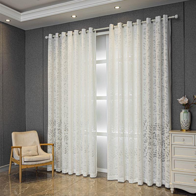 Nya Broderi Skira Gardiner för Vardagsrum Balkongfönster Blommigt Spets Voile Draperier Fräsch Stil