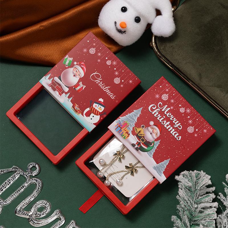 Christmas Ornament Packaging Box Creative Jewelry Suspension Box Badge Brooch Box Cartoon Christmas PE Storage Box