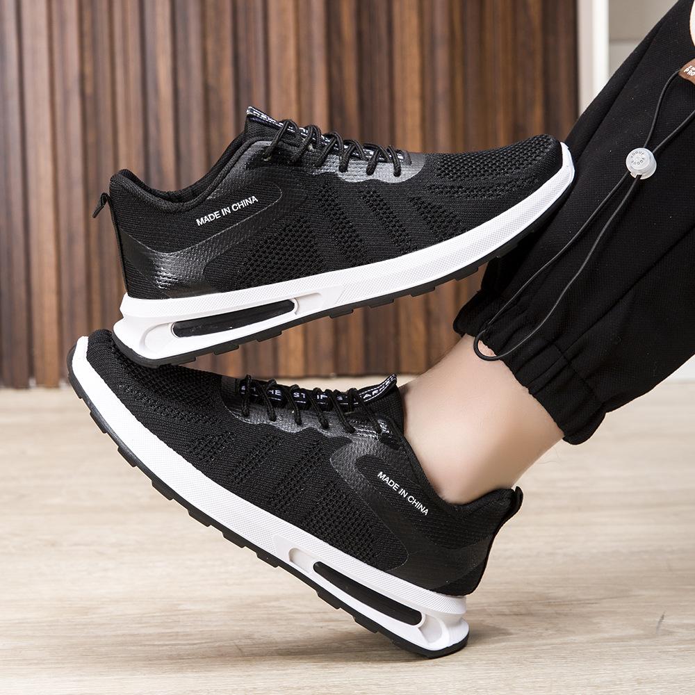 

Men s shoes spring and summer breathable fly-woven casual shoes comfortable non-slip walking shoes fashionable versatile sports shoes 44 чёрный