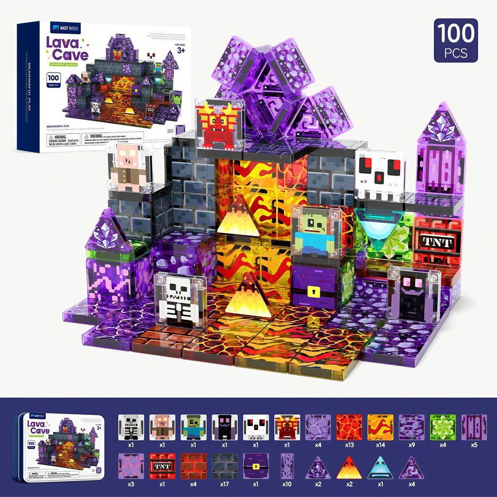 Christmas Mini Magnetic Blocks Set For Kids With Portable Iron Box Puzzle Toy For Holiday Gift