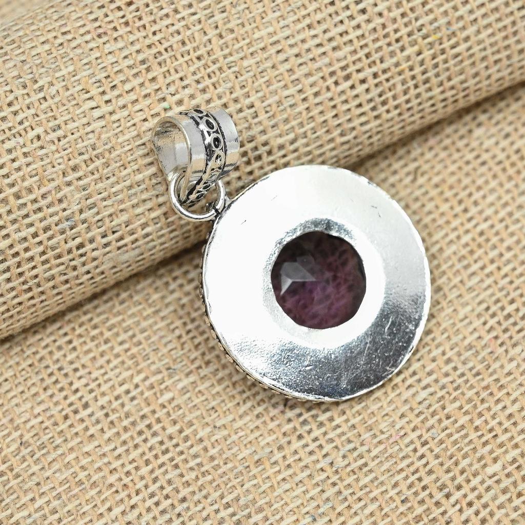 Amethyst-Edelstein, massiver 925er-Sterlingsilber, Geburtstagsgeschenk, Schmuck, handgefertigter Anhänger