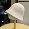 New Korean Style Autumn and Winter Woolen Knitted Bucket Hat for Women Versatile Fashionable Warm Temperament and Trendy Fisherman Hat