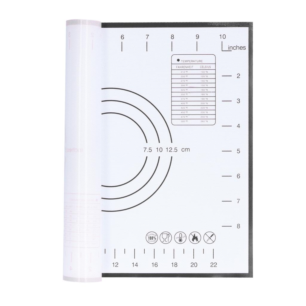 Baking Mat Silicone Non Slip Heat Resistant Dough Mat with Scale for Home Kitchen 29x26cmBlack