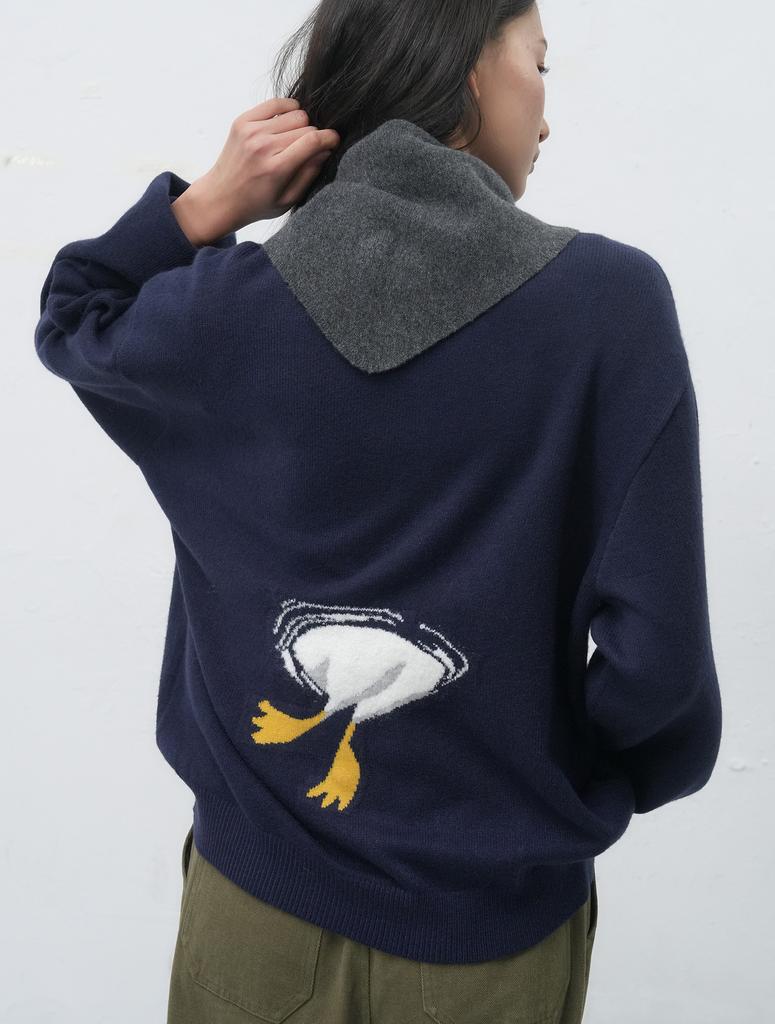 GENERALIDEA Unisex Swan Jacquard Knit Pullover [Navy] / Sbe4U05015