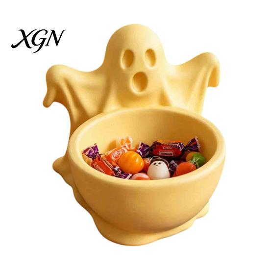 Creative Desk Storage Ornament 3D Printed Ghost Candy Bowl for Halloween Party Decorations, Multi-functional Desktop Cute Supplies Organizer Trinkets