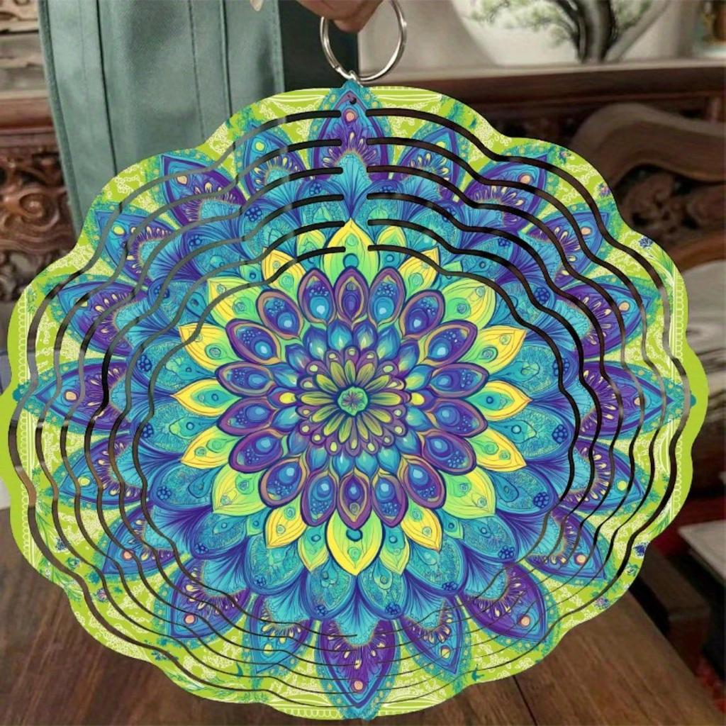 Phoenix Garden Wind Spinner Metal Hanging Decor for Outdoor Spaces Vibrant Mandala Design Rustic Country Style Thanksgiving Christmas