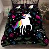Cartoon Pink Bedding Sets 2/3 Pcs Duvet Cover Set Pillowcases Starry Sky Rainbow Unicorns Bedding Set For Girl EU Twin Single