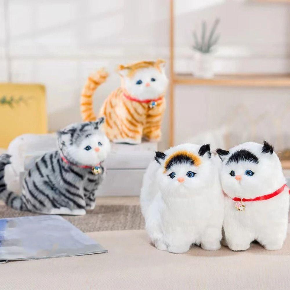 Fluffy Simulation Cat Plush Toy Cute Stuffed Animals Doll Imitation Cat Plush Doll Car Decoration