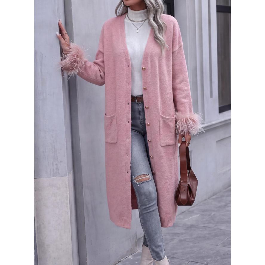 YYFS Women's Fashion Casual Fall Winter Solid Color Print Long Sleeve V-Neck Sweaters