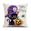 Halloween Pillowcase New Linen Digital Print Home Decoration Purple Pumpkin Cushion Cover