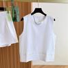 Summer 2025 Women's Chinese Style White Lace Cotton Linen Vest & Shorts Set