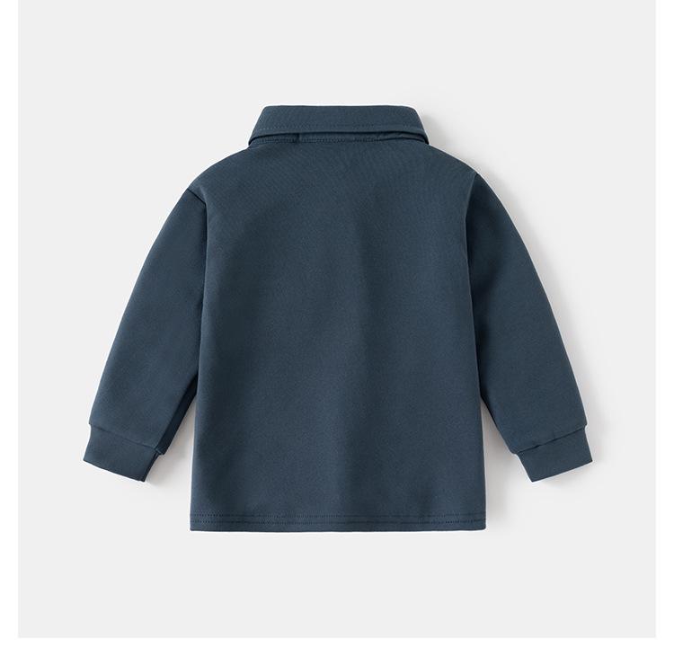 Children's 2024 Long-Sleeve Polo Shirt: Thickened Lapel Korean-Style Top for Boys - Autumn Collection.