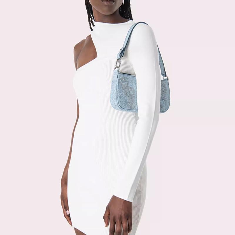 By Far Rachel Printed Pattern Zipper Closure Leather Tote Shoulder Bag Medium Women bags Denim-Blue 23CRRCLSPRHCCEMED-152696