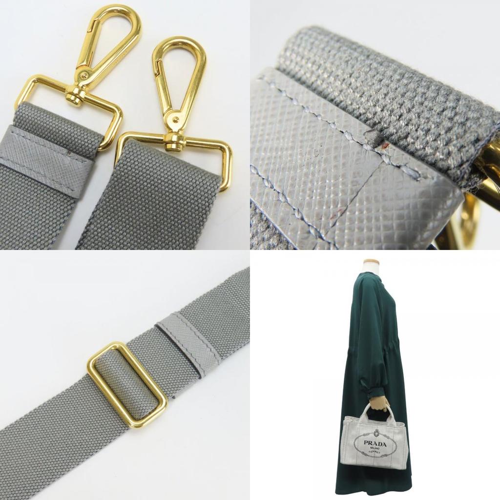 Used PRADA Handbag Canapa 1BG439 CANAPA canvas Bianco Light gray casual