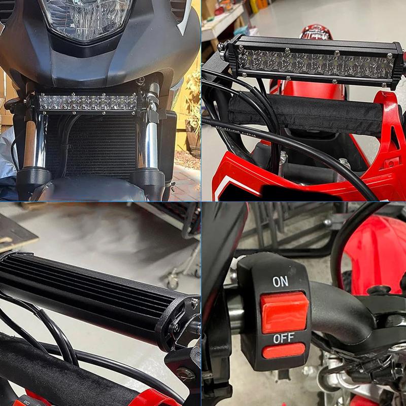 Motorcycle Headlight Light Handlebar LED Light Bar Set 60W LED With switch Kit Fits Most 7/8” Handlebars White Yellow Flicker