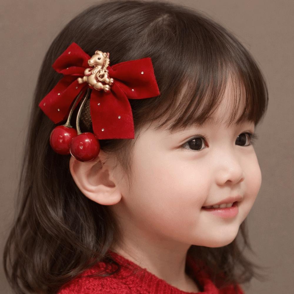 2pcs/set Hanfu Headwear Chinese Style Red Barrettes Cute Ancient Style Hair Clip  Winter