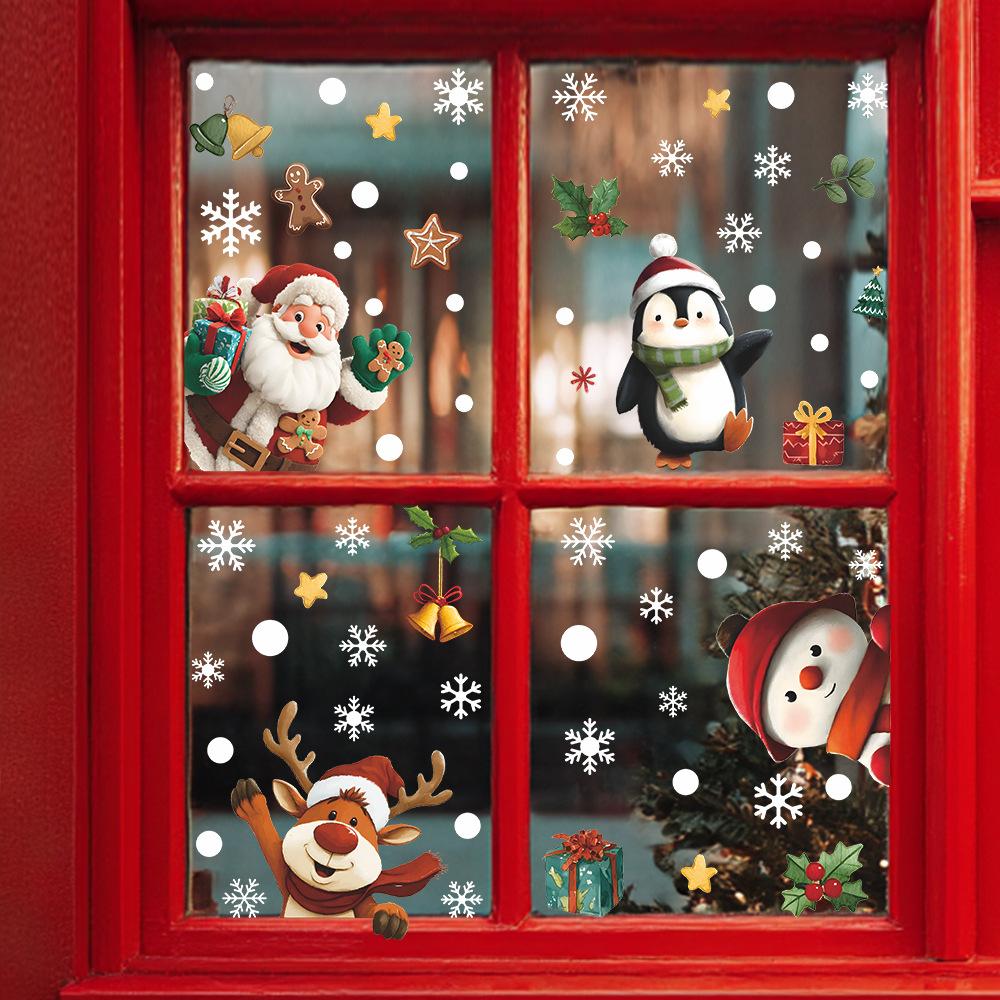 Creative Santa Claus Snowman Animal and Gift Atmosphere Decorative Glass Door and Window Stickers