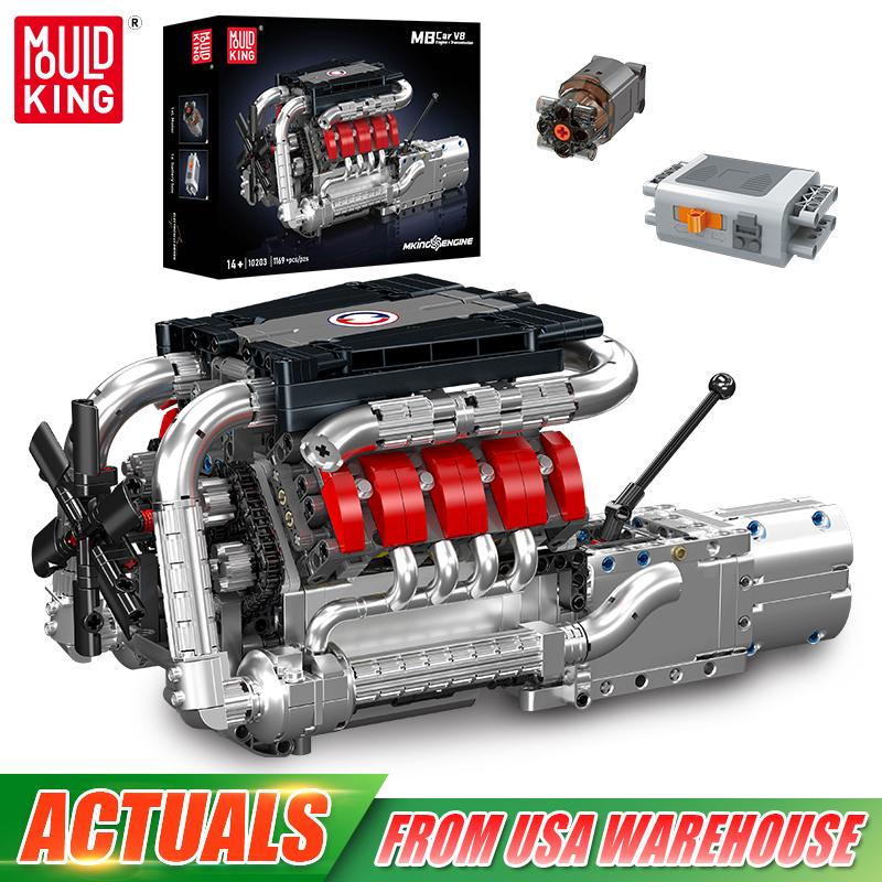 Mould King 10203 Der MB Auto V8 Motor Baustein Technisches Auto Motor Ziegelstein Set Montage Motor Spielzeug Kinder Weihnachtsgeschenk