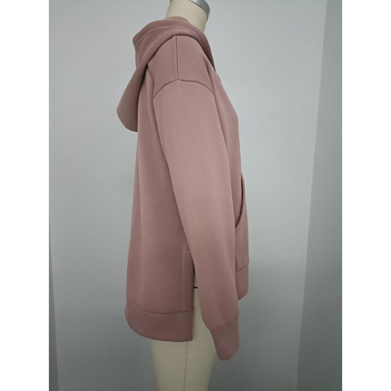 Giacca da Donna Primavera e Autunno Moda Casual Vento Casual Cardigan in Pile con Cappuccio Tipo Largo Felpa