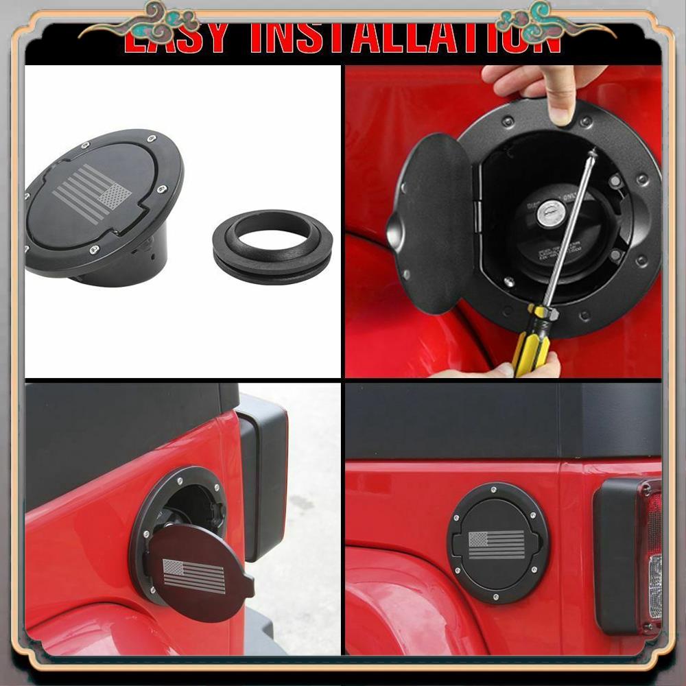 Car Fuel Filler Door Gas Tank Cap Cover Accessories For Jeep Wrangler JK & Unlimited Sport Rubicon Sahara 2007-2017 US Flag