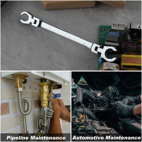 GOLD DEER Double Flare Nut Wrench, Flare Nut Open End Wrench, Flex, Flare Nut Wrench, Brake Pipe Open End Wrench, 10x12mm, Swivel Brake Pipe Open End