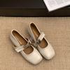 Fashion Temperament Black Inner Height Increase Shallow Mouth Flat Sole Shoes Women's 2025 New Spring Square Head French Mary Jane Shoes