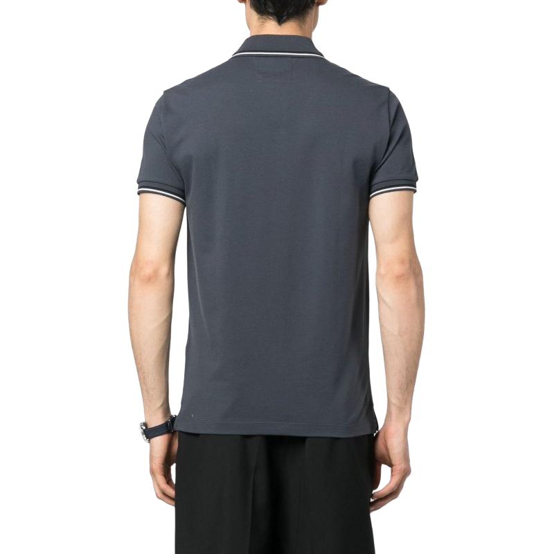 Emporio Armani Logo Print Pullover Straight-Cut Short Sleeve Polo Shirt Men polo shirts Blue 8N1FB4-1JPTZ-0931