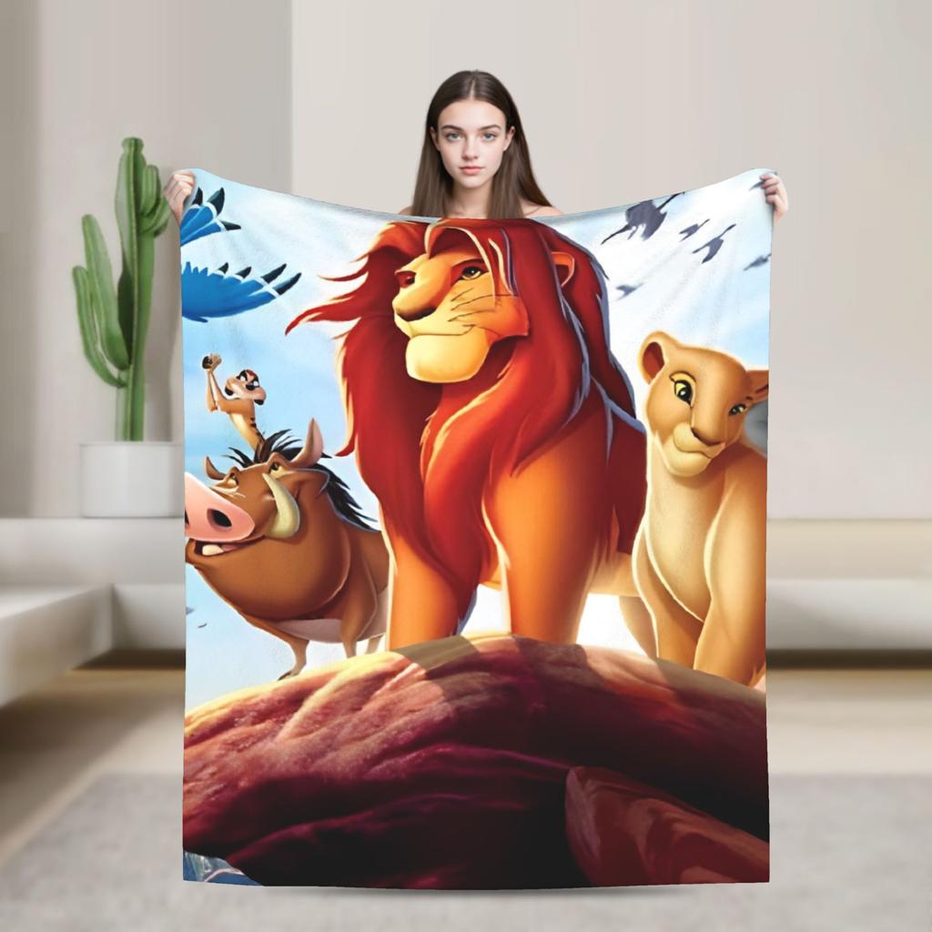 Simba Le Roi Lion Housse de Couverture Anime Couvertures Jetées en Flanelle Literie Canapé Portable Doux Chaud Couvre-lits